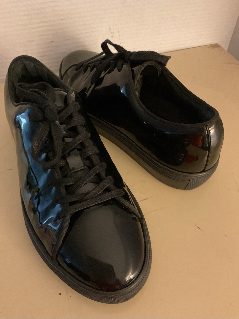 Wolf & Shepherd mens black leather platform tennis sneaker shoes zUS 10